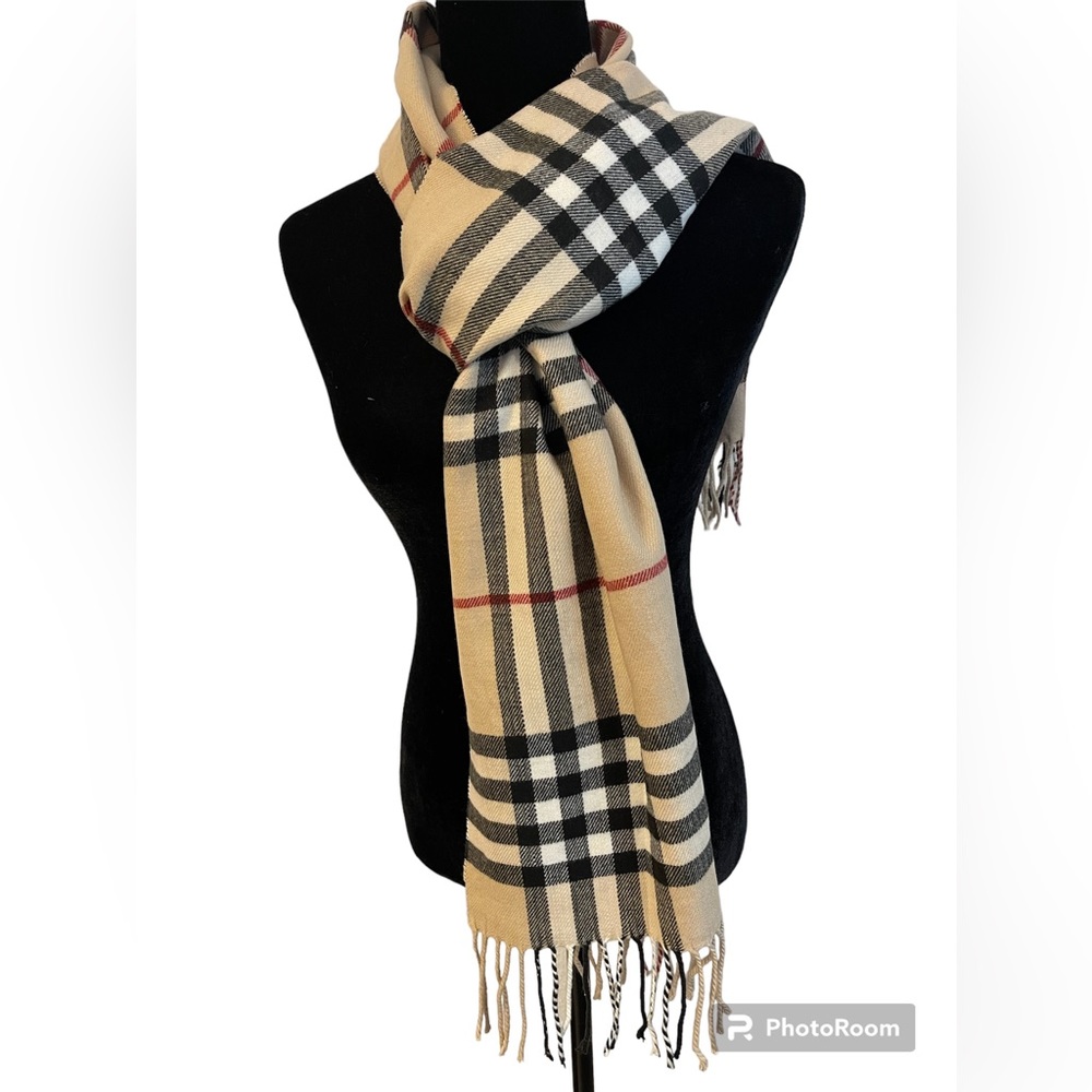🌻DG CASHMERE MUFFLER / SCARF in black, beige & burgundy, size 76x14